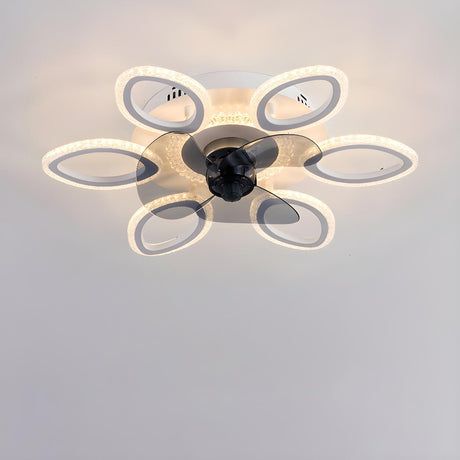 Unique Flower-Shaped Modern Ceiling Fan with LED Light Image - 2