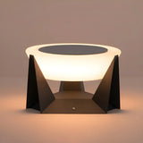 Unique Geometric Round Aluminum Outdoor Table Lamp Image - 2