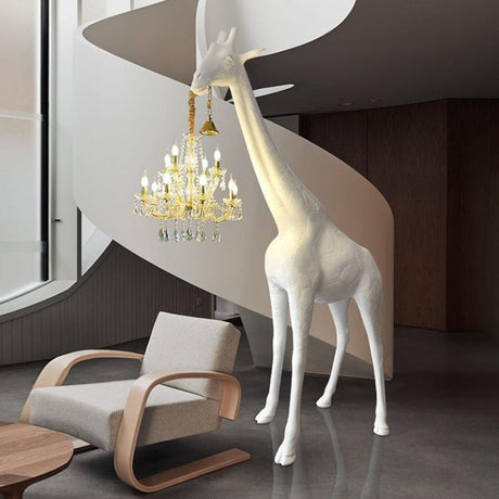 Unique Giraffe Sculpture Crystal Chandelier Floor Lamps Image - 2