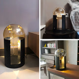 Unique Glass Globe Shade Geometric Black Table Lamp Image - 15