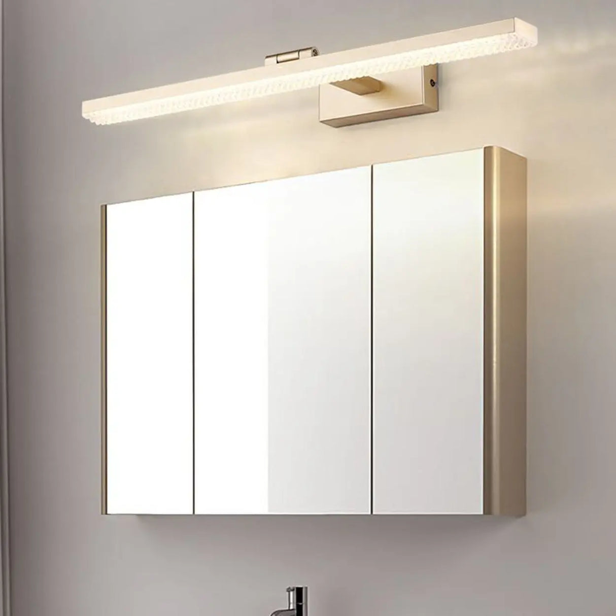 Unique Gold Rectangular Acrylic LED Vanity Lights Image - 4