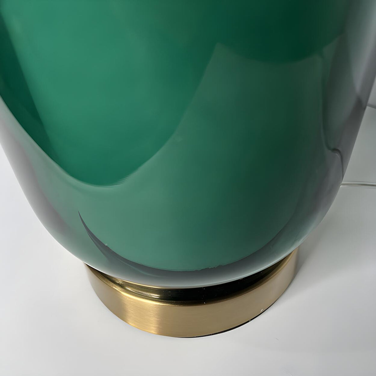 Unique Green Glass Columnar Geometric Modern Table Lamp Image - 8