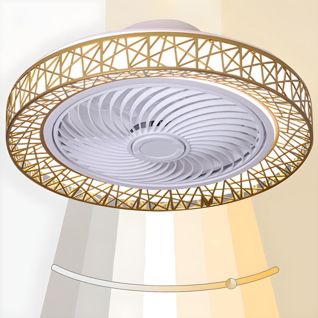 Unique Hollow Round Bladeless Ceiling Fan With Light Image - 10