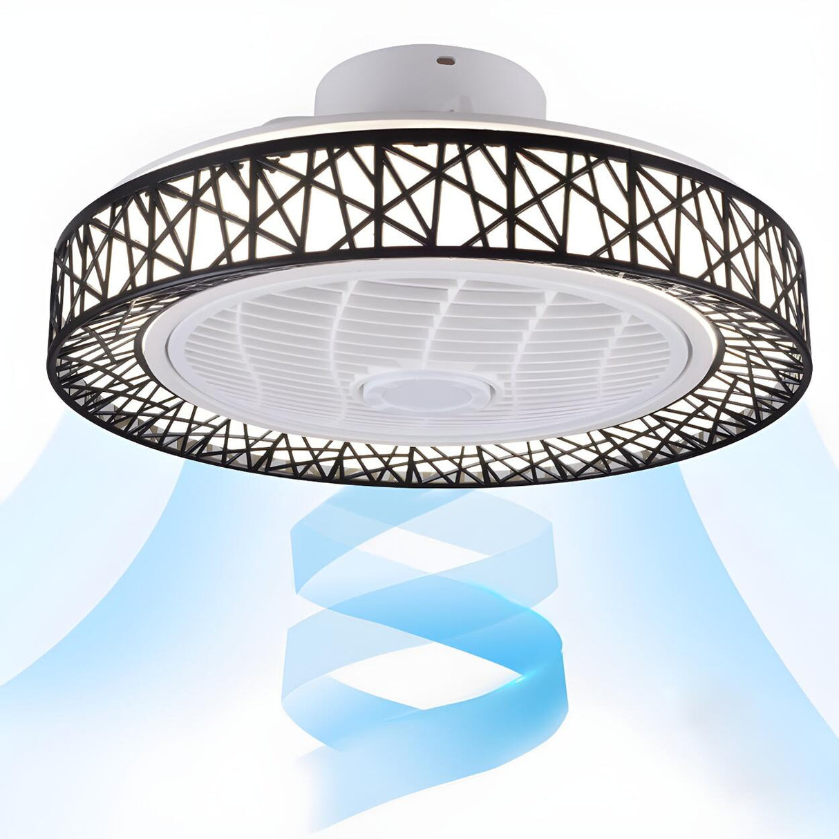 Unique Hollow Round Bladeless Ceiling Fan With Light Image - 17