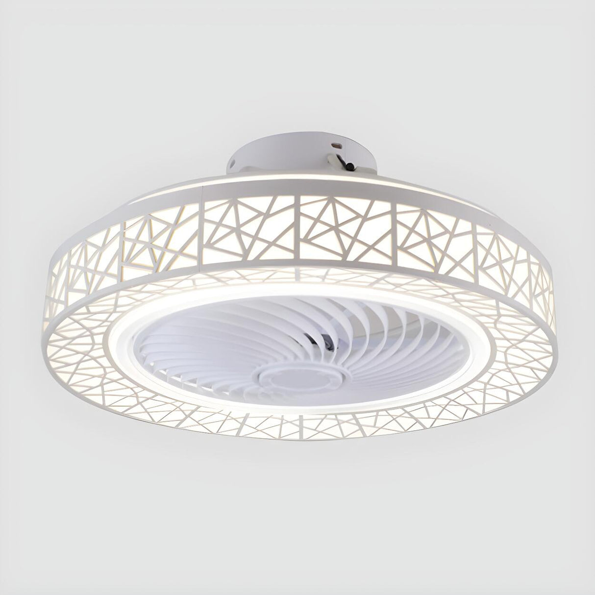 Unique Hollow Round Bladeless Ceiling Fan With Light Image - 2