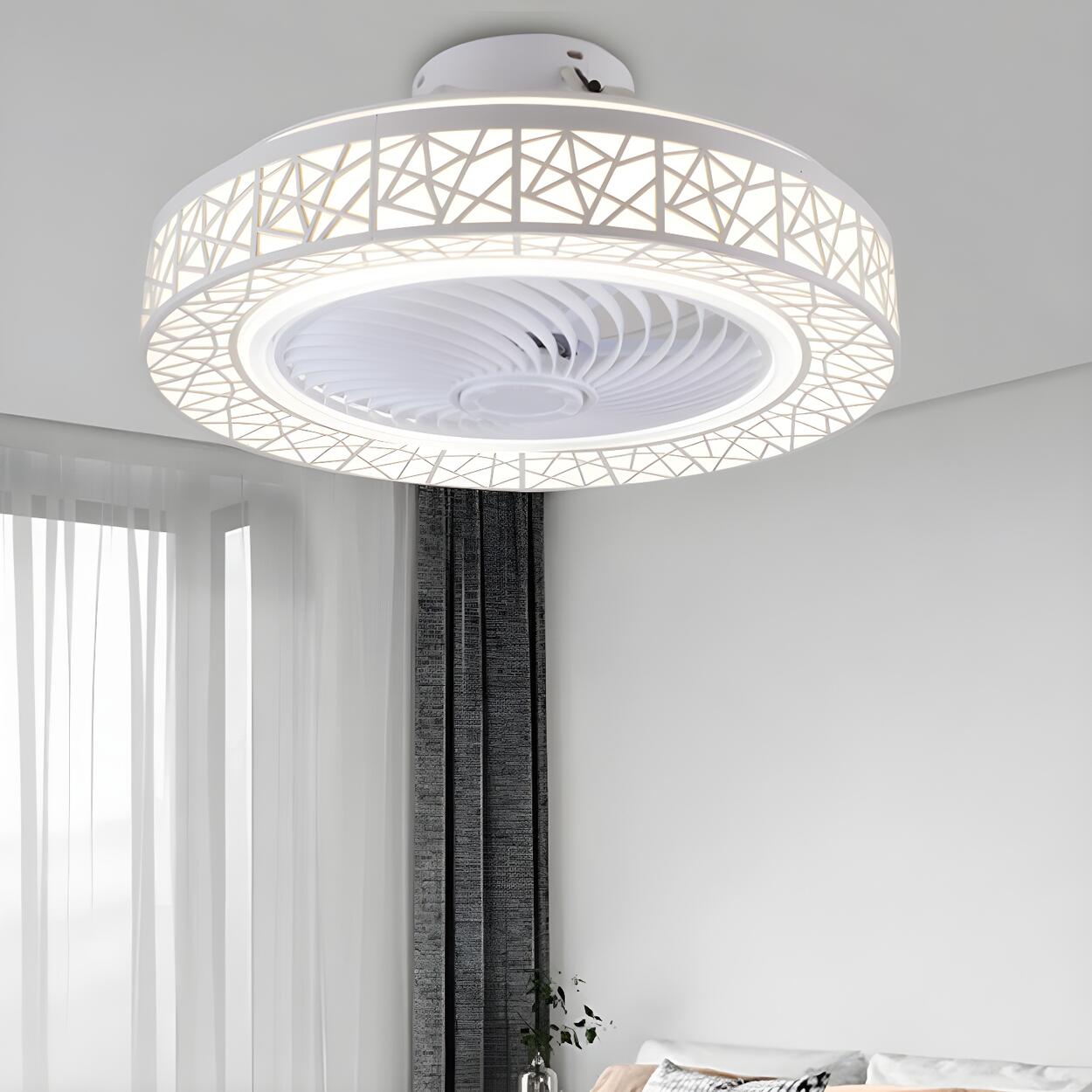 Unique Hollow Round Bladeless Ceiling Fan With Light Image - 3