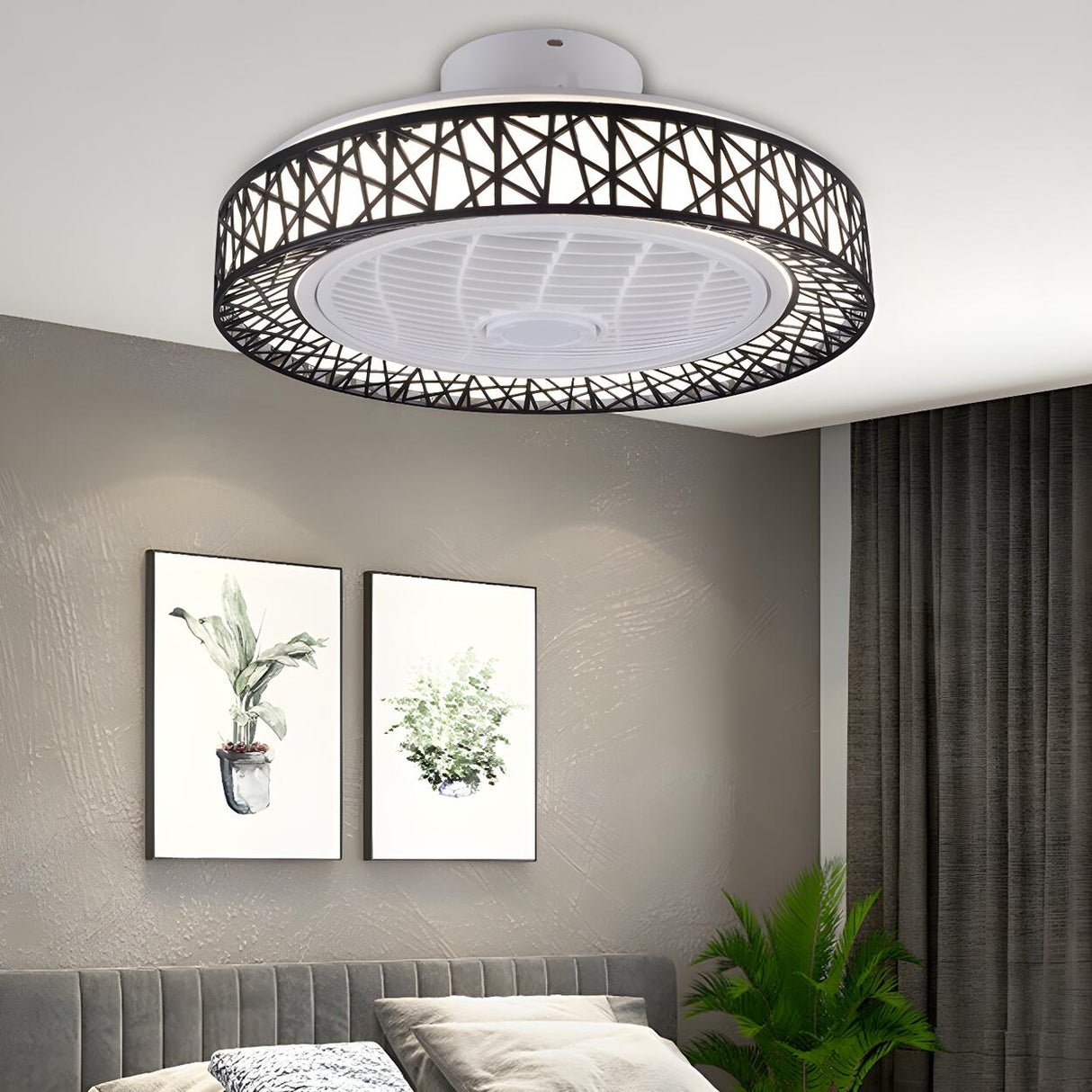 Unique Hollow Round Bladeless Ceiling Fan With Light Image - 6