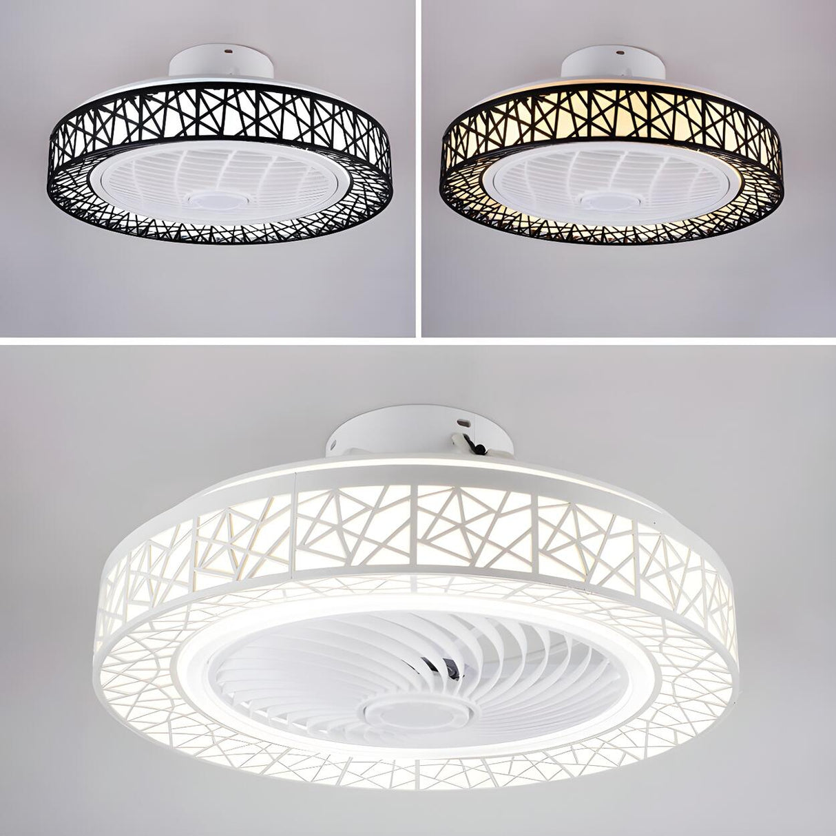 Unique Hollow Round Bladeless Ceiling Fan With Light Image - 9