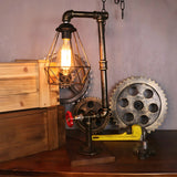 Unique Industrial Pipe Wrought Iron Bedroom Table Lamp Image - 25