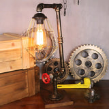 Unique Industrial Pipe Wrought Iron Bedroom Table Lamp Image - 28