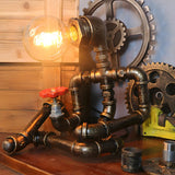 Unique Industrial Pipe Wrought Iron Bedroom Table Lamp Image - 9