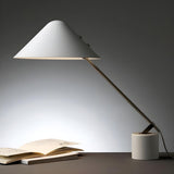 Unique Minimalist White Cone Metal Bedroom Table Lamp Image - 1