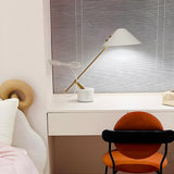 Unique Minimalist White Cone Metal Bedroom Table Lamp Image - 12