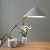 Unique Minimalist White Cone Metal Bedroom Table Lamp Image - 2