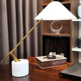 Unique Minimalist White Cone Metal Bedroom Table Lamp Image - 3