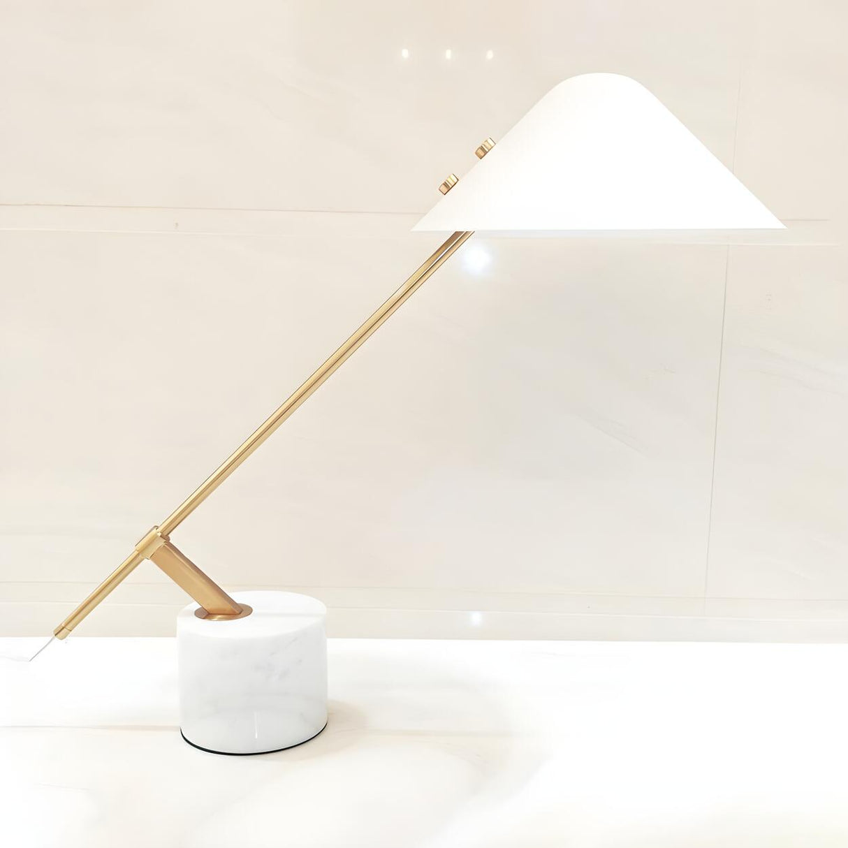 Unique Minimalist White Cone Metal Bedroom Table Lamp Image - 6