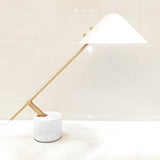 Unique Minimalist White Cone Metal Bedroom Table Lamp Image - 6