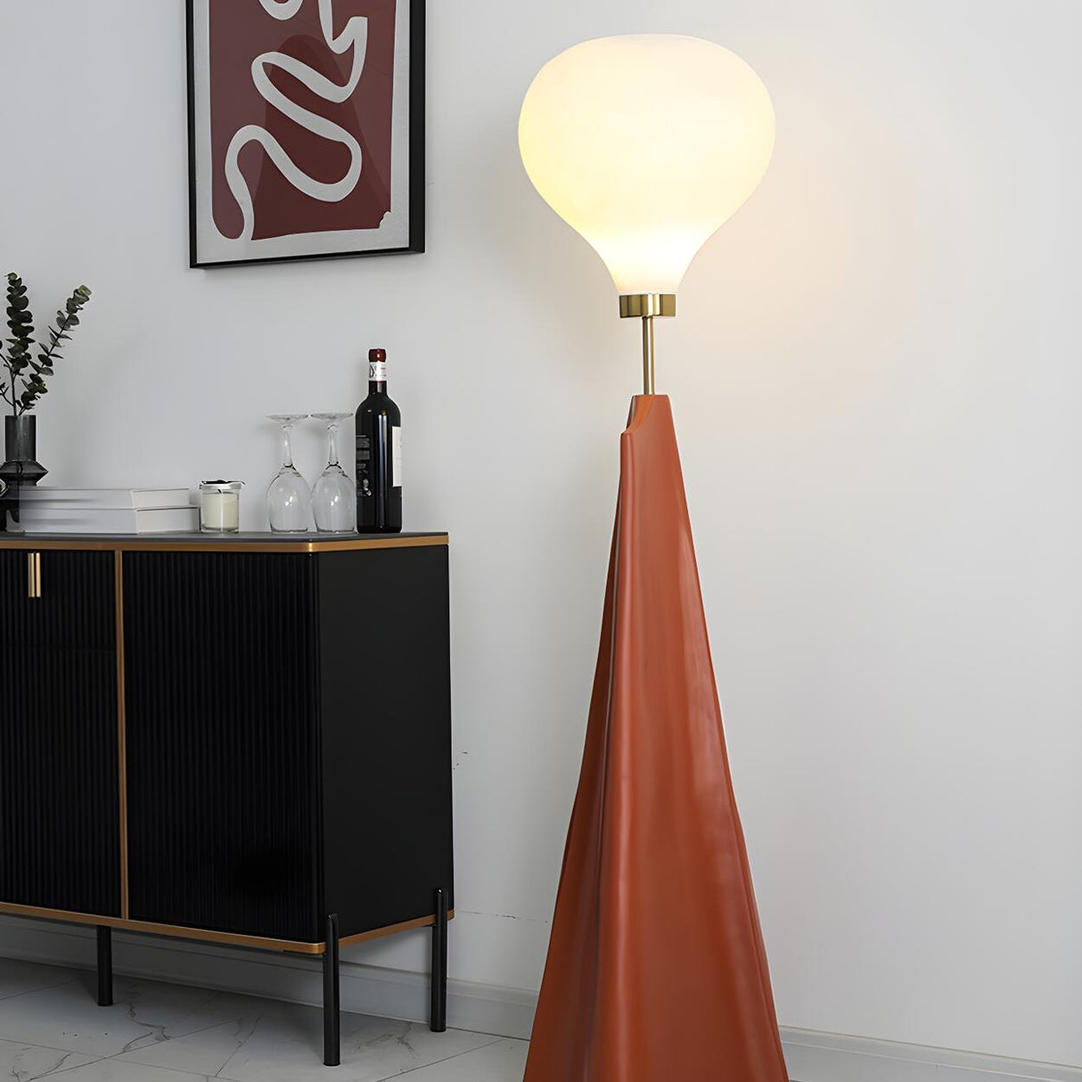 Unique Modern Cone and Globe Resin LED Floor Lamp Image - 1