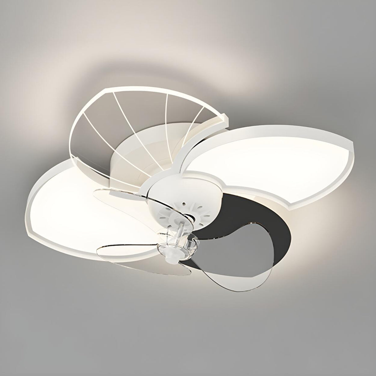 Unique Modern Geometric Hollow Ceiling Fan with Light Image - 10