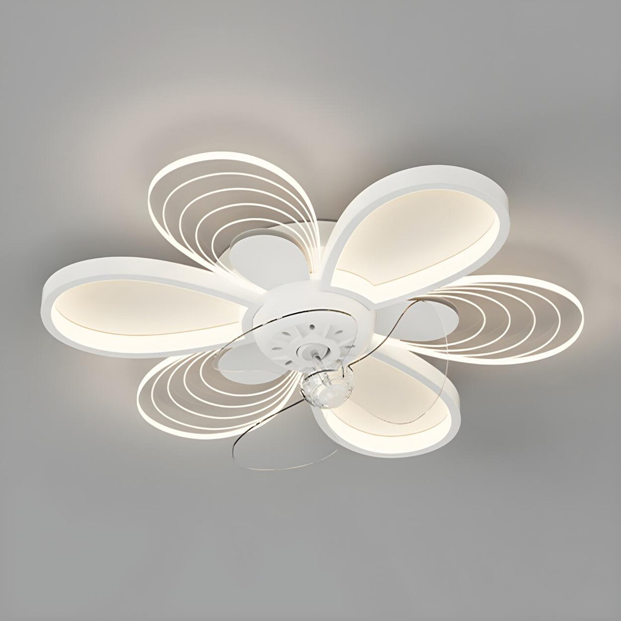 Unique Modern Geometric Hollow Ceiling Fan with Light Image - 2