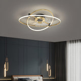 Unique Modern Metal Double Ring Ceiling Fan with Light Image - 1