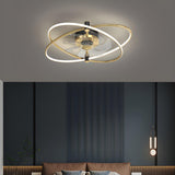 Unique Modern Metal Double Ring Ceiling Fan with Light Image - 2