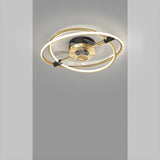 Unique Modern Metal Double Ring Ceiling Fan with Light Image - 7