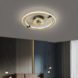 Unique Modern Metal Double Ring Ceiling Fan with Light Image - 9