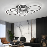 Unique Multi-Ring Geometric Flush Ceiling Fan Light Image - 13