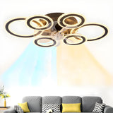 Unique Multi-Ring Geometric Flush Ceiling Fan Light Image - 14