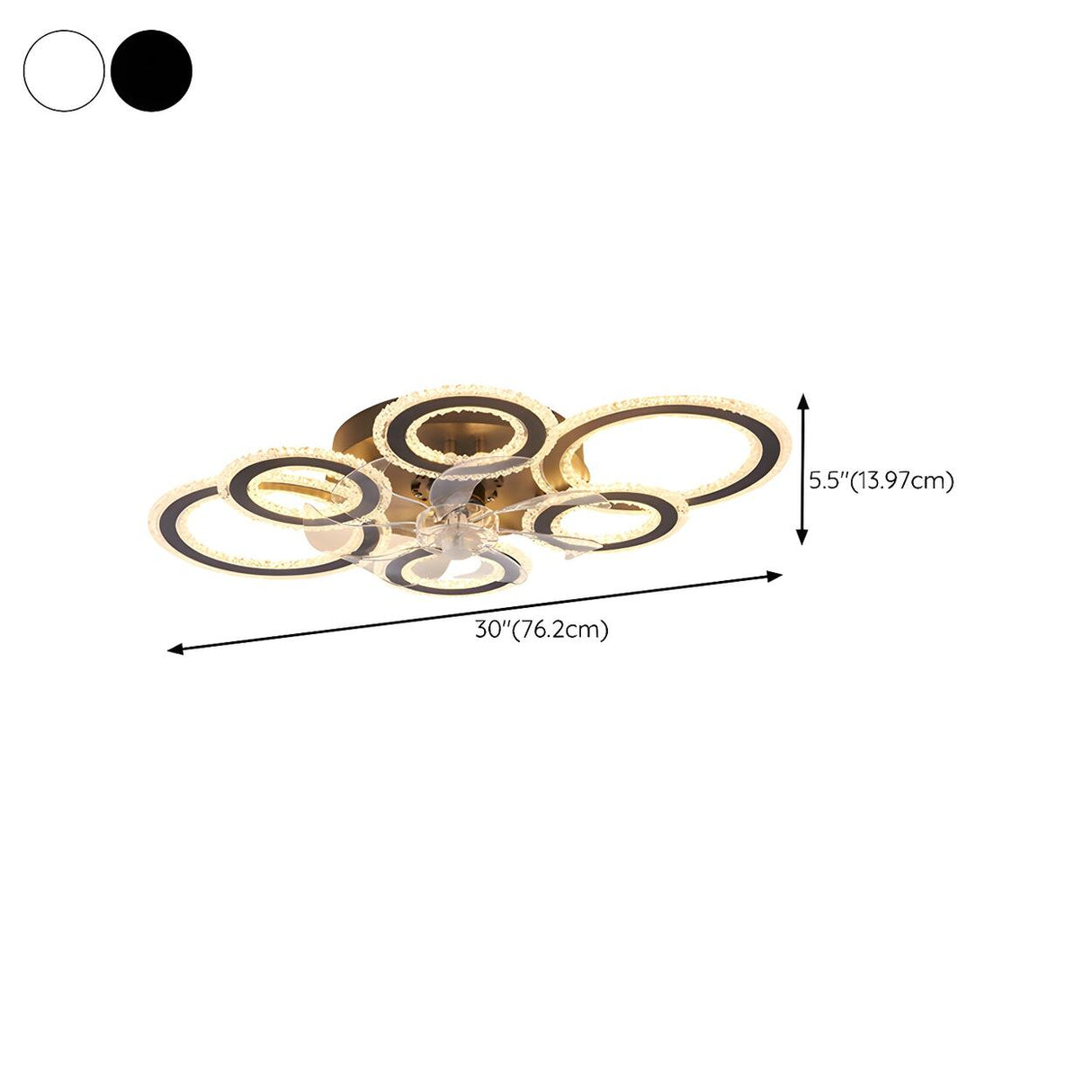 Unique Multi-Ring Geometric Flush Ceiling Fan Light 