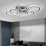 Unique Multi-Ring Geometric Flush Ceiling Fan Light Image - 2