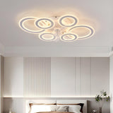 Unique Multi-Ring Geometric Flush Ceiling Fan Light Image - 3