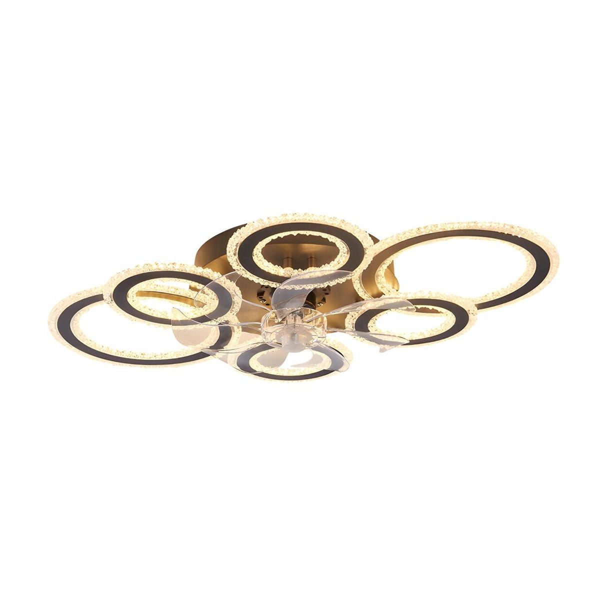 Unique Multi-Ring Geometric Flush Ceiling Fan Light Image - 5