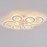 Unique Multi-Ring Geometric Flush Ceiling Fan Light Image - 6