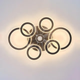 Unique Multi-Ring Geometric Flush Ceiling Fan Light Image - 8