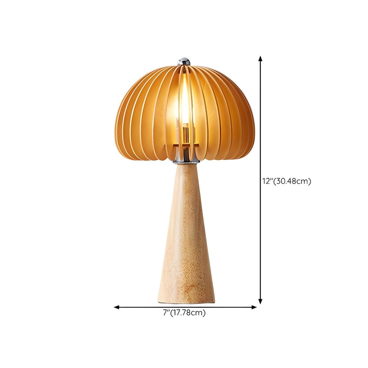 Unique Mushroom Shape Cone Wood Veneer Base Table Lamp 