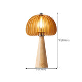 Unique Mushroom Shape Cone Wood Veneer Base Table Lamp #size