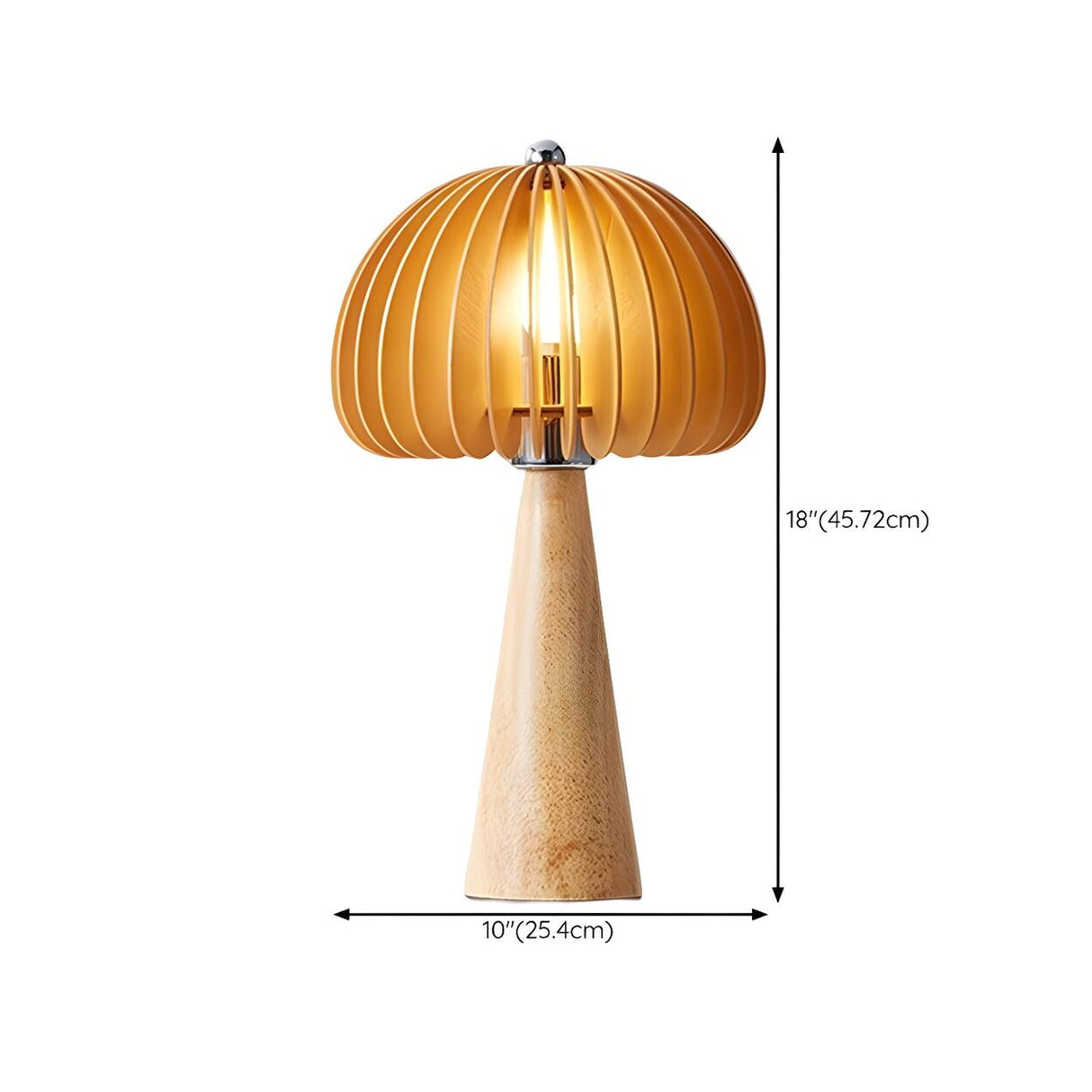 Unique Mushroom Shape Cone Wood Veneer Base Table Lamp Image - 13