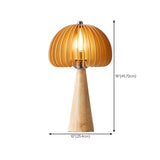 Unique Mushroom Shape Cone Wood Veneer Base Table Lamp Image - 13