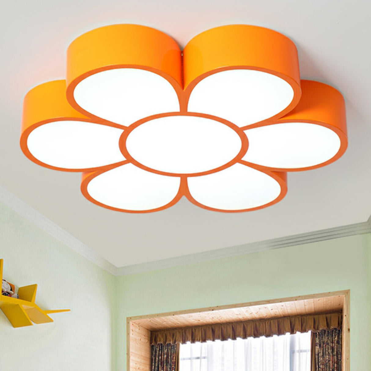 Unique Orange Flower LED Flush Mount Ceiling Light Image - 1