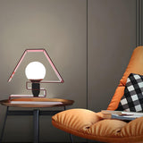 Unique Orange Geometric Ball Shade Metal Table Lamp Image - 2