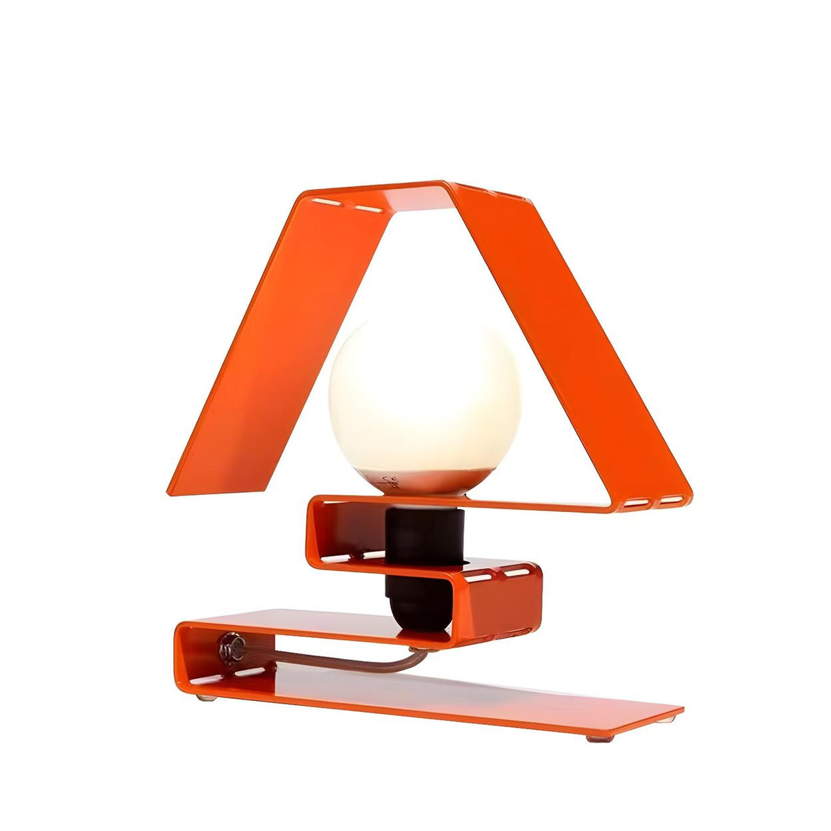 Unique Orange Geometric Ball Shade Metal Table Lamp Image - 5