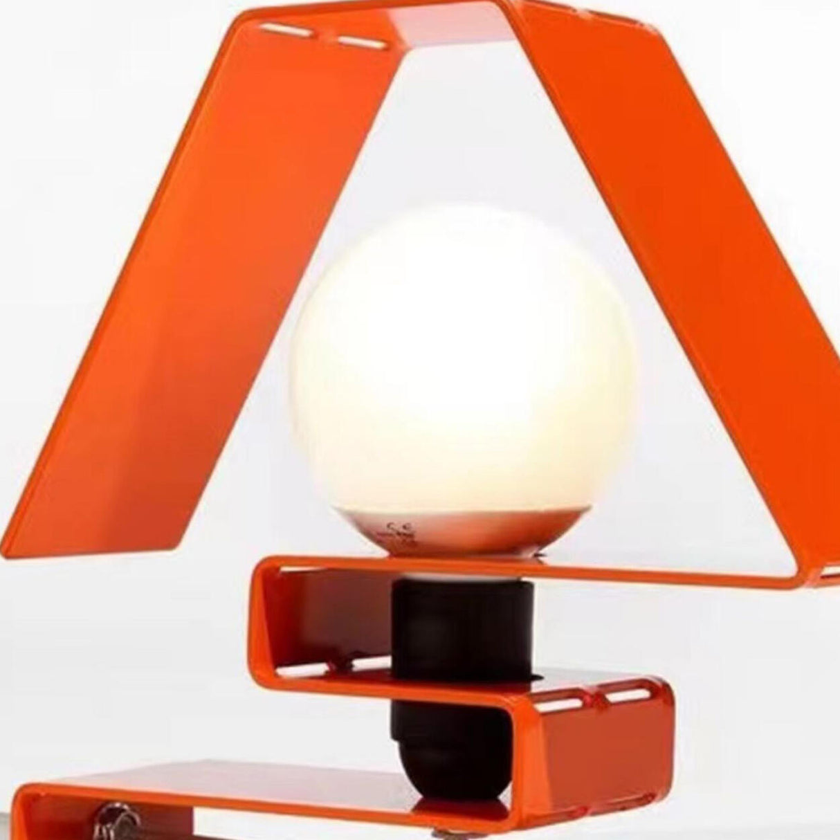 Unique Orange Geometric Ball Shade Metal Table Lamp Image - 9