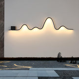 Unique Outdoor Black Linear LED Wave Wall Sconce Image - 1