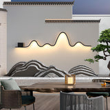 Unique Outdoor Black Linear LED Wave Wall Sconce Image - 2