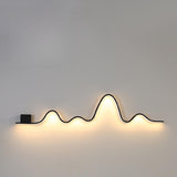 Unique Outdoor Black Linear LED Wave Wall Sconce Image - 7