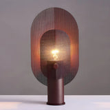 Unique Oval Grid Pink Metal Decorative Table Lamp Image - 4