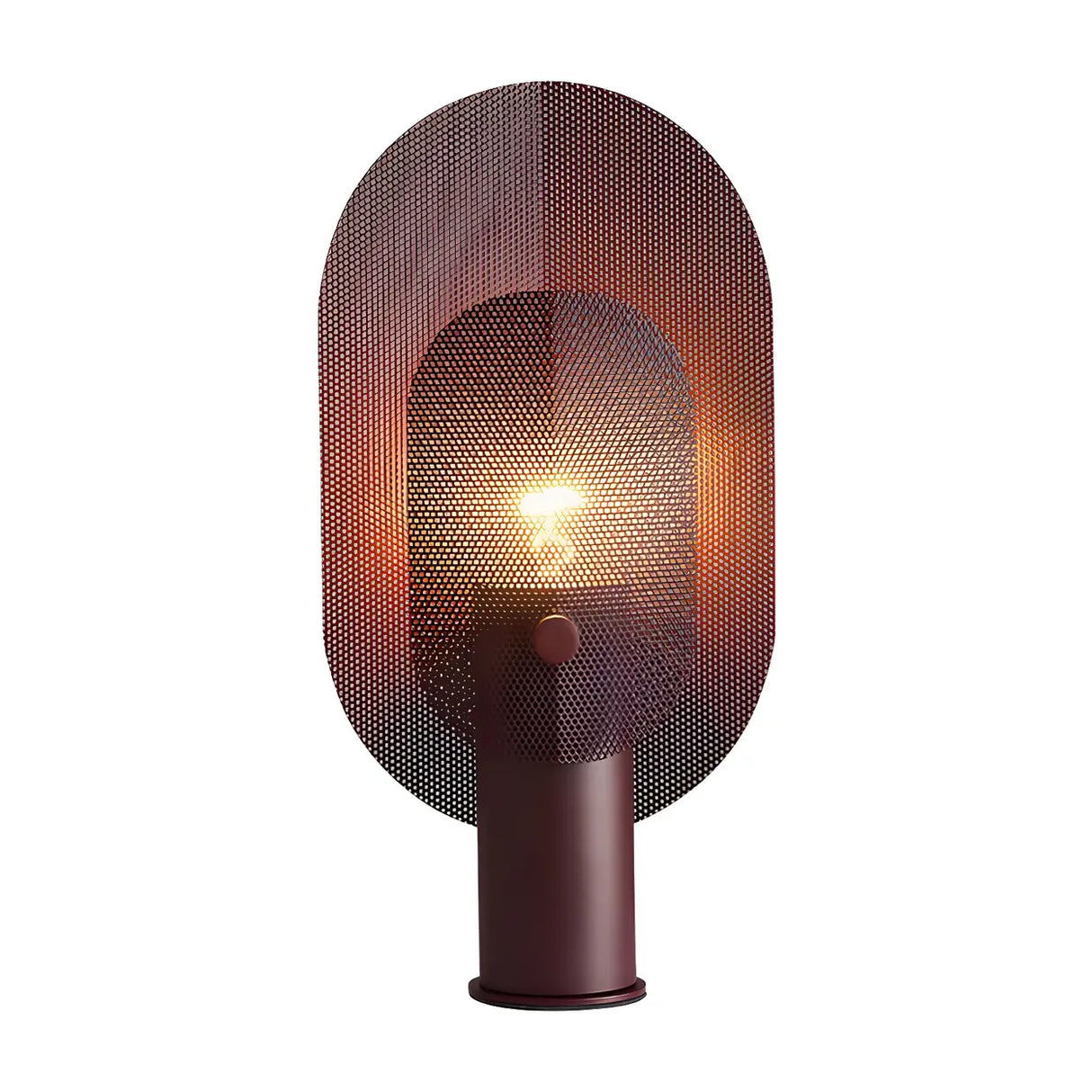 Unique Oval Grid Pink Metal Decorative Table Lamp Image - 5