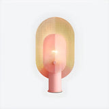 Unique Oval Grid Pink Metal Decorative Table Lamp Image - 7